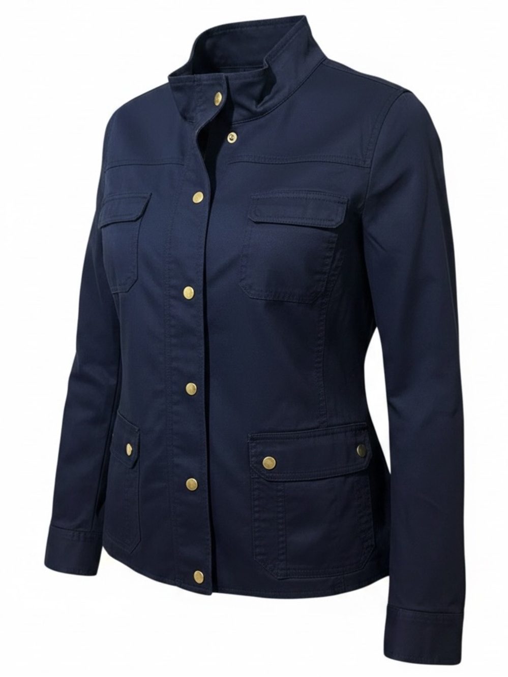 TALBOTS 100% cotton navy blue utility jacket size 16